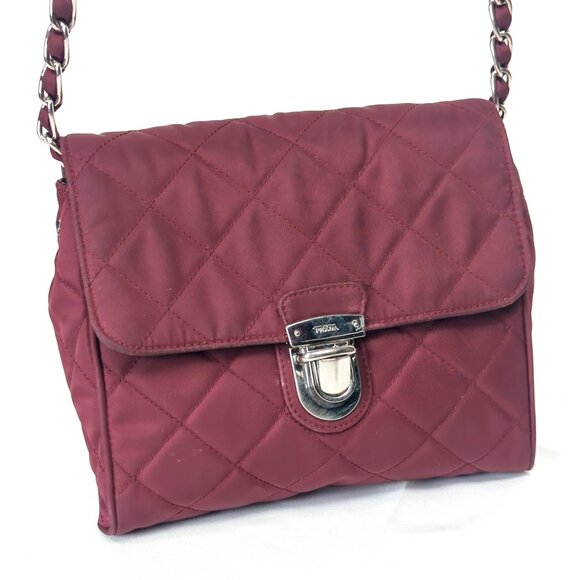 PRADA Impuntu Tessuto Quilted Nylon Chain Crossbody Bag Granato - Picture 12 of 14